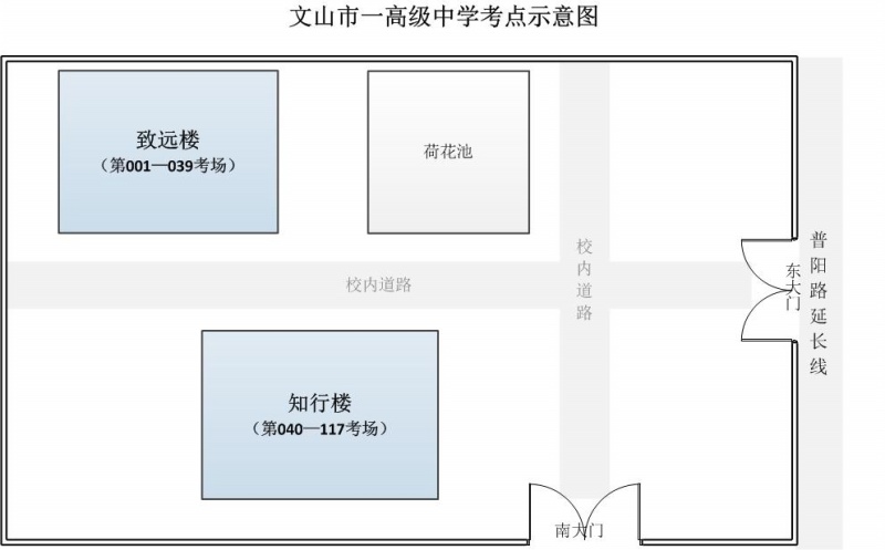 文山州2014年事業(yè)單位招聘考試考點示意圖